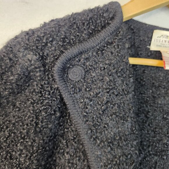 Boucle Mohair Wool Cardigan Size Medium 1981 Single Loop Button Susan Bristol - Picture 4 of 12